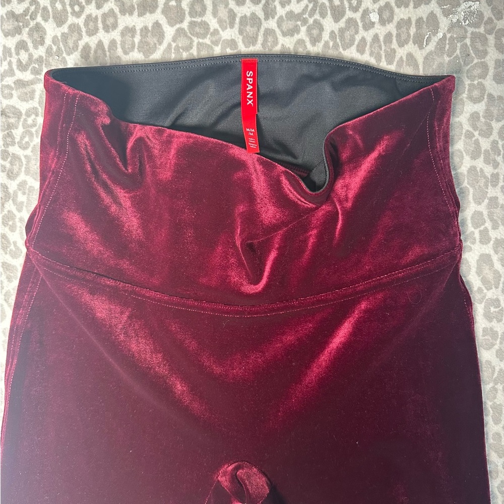 SPANX Burgundy Velvet Leggings